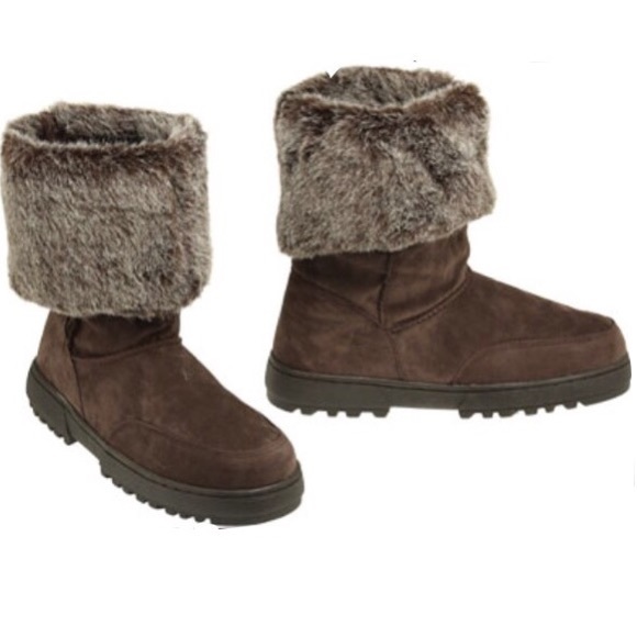 NIB $70 RAMPAGE Faux Fur Cuffed Boots BROWN Sz 9 - Picture 4 of 8